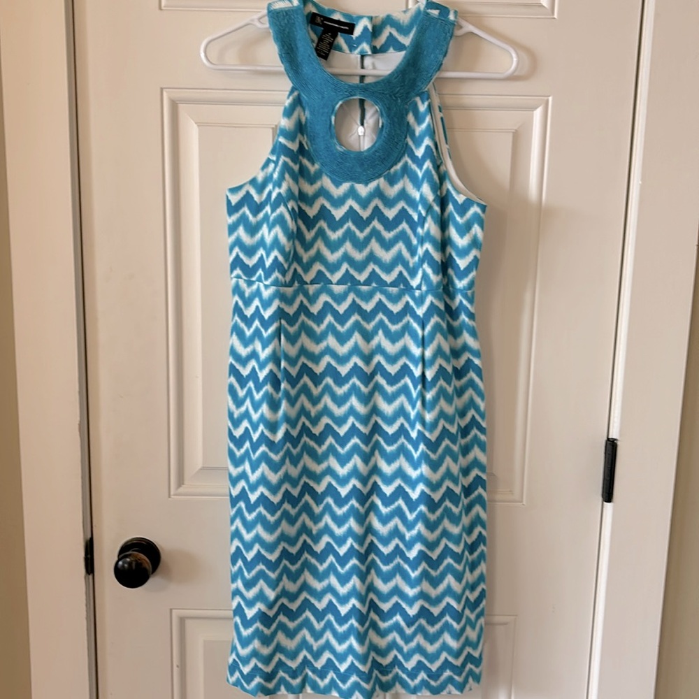 INC international concept, size 10 turquoise and white dress